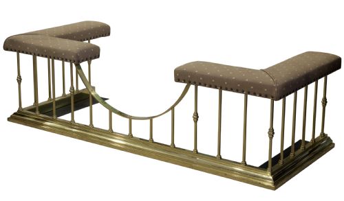 A Brass and Upholstered Club Fender
