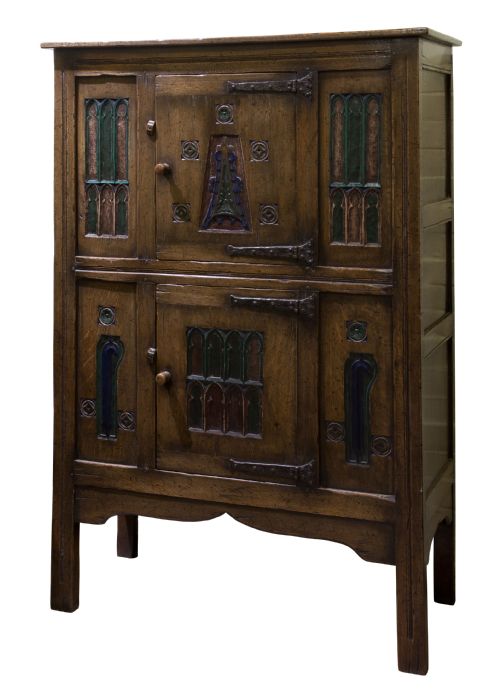Arts & Craft Ipswich Oak Gothic Revival Cupboard