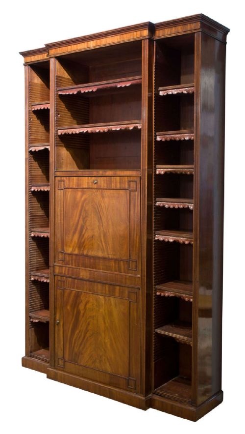 Regency Mahogany Breakfront Bookcase C1810