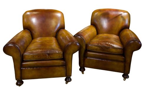 Pair of Leather Club Chairs C1890