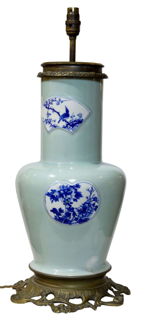 Large Oriental Celedon Lamp Circa1890