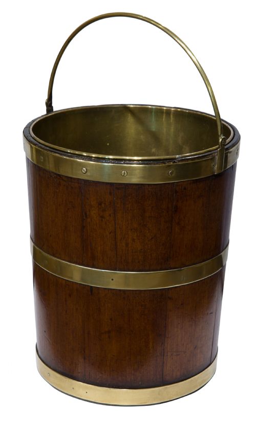 Late Georgian Mahogany and Brass Banded Cylindrical Bucket