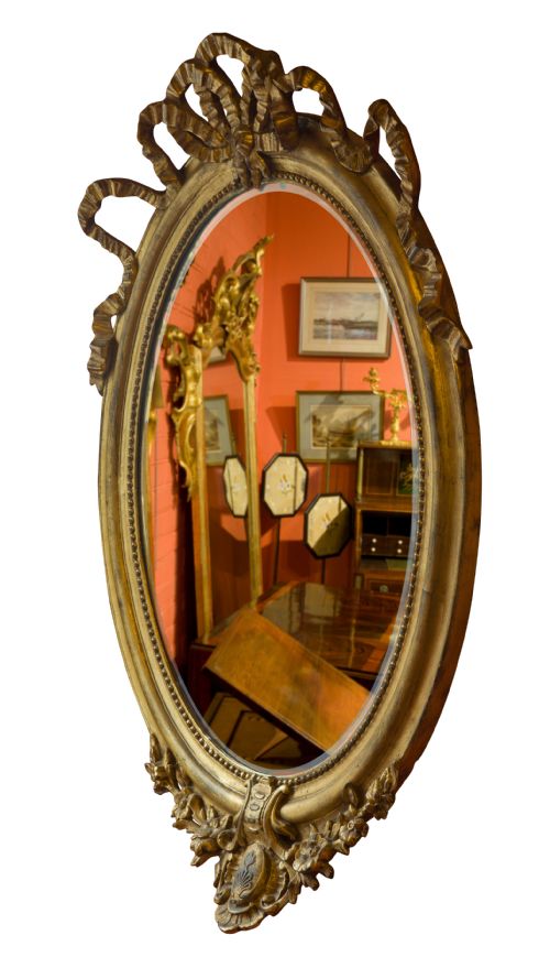 An Oval French 19thc Bevelled Mirror