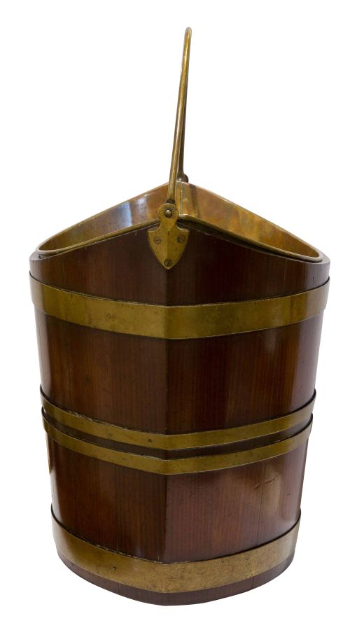 A GOOD LATE GEORGIAN MAHOGANY BRASS BUCKET - ADDITIONAL PHOTO 2
