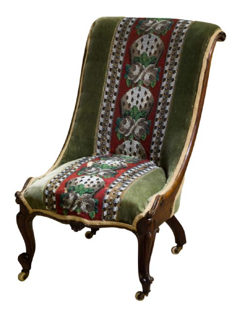 A Victorian Tapestry and Beaded "Slipper Chair"