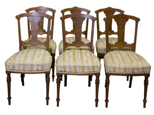 A Set of Six Rosewood Splat Back Dining Chairs