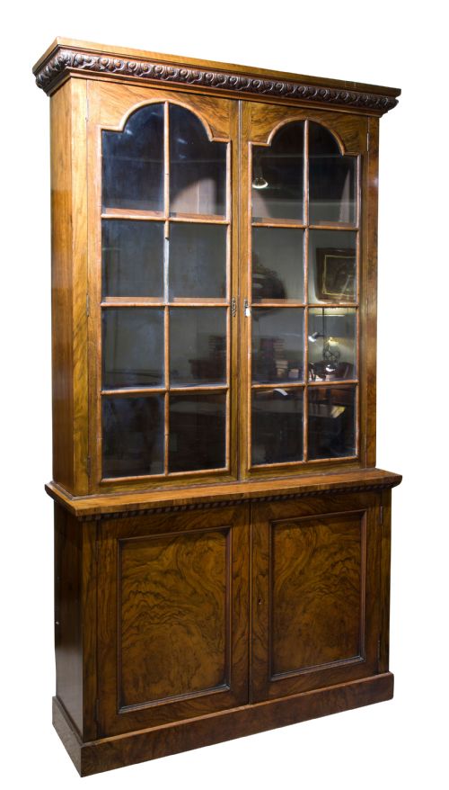 Mid 19thcentury Burr and Figured Walnut Bookcase