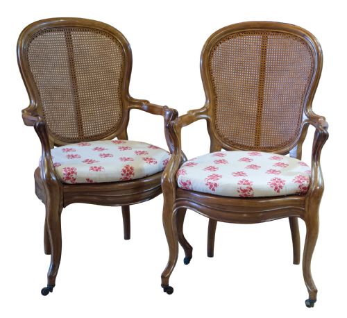Pair of Walnut Framed Fauteilles