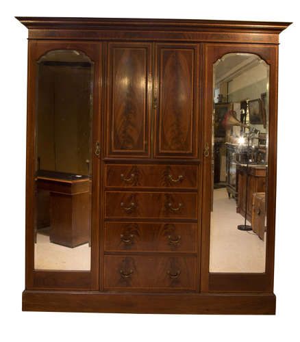 Edwardian Sheraton Revival Triple Wardrobe