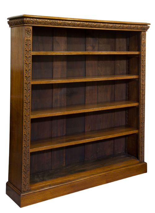 Victorian Carved Oak Open Bookcase C1890