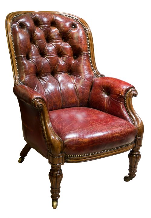 19thc Mahogany and Leather Library Chair