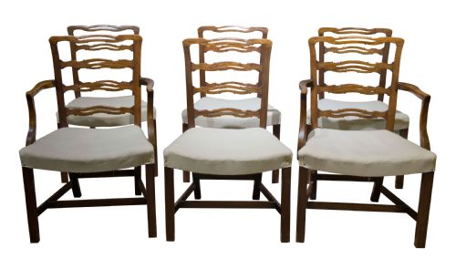 A Good Set of 6 George III Style Mahogany Ladderback Chairs