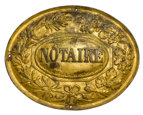 19thcentury Gilt Brass Plaque for a French Notary
