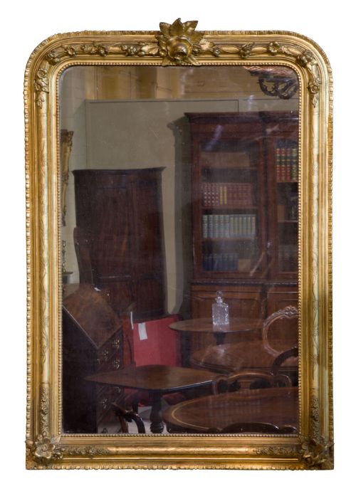 A Louis Phillippe French Giltwood Gesso Over Mantel Mirror