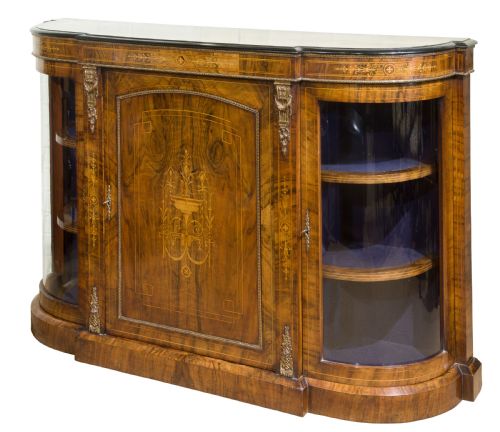 19thcentury Walnut Bow Ended Credenza