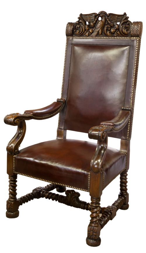 Carved Walnut Throne Chair