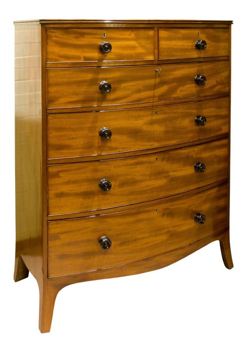 A Tall Mahogany Bow Front Chest