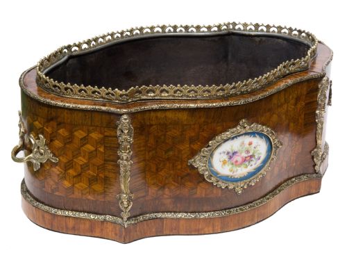 19thcentury French Walnut Parquetry Table Planter