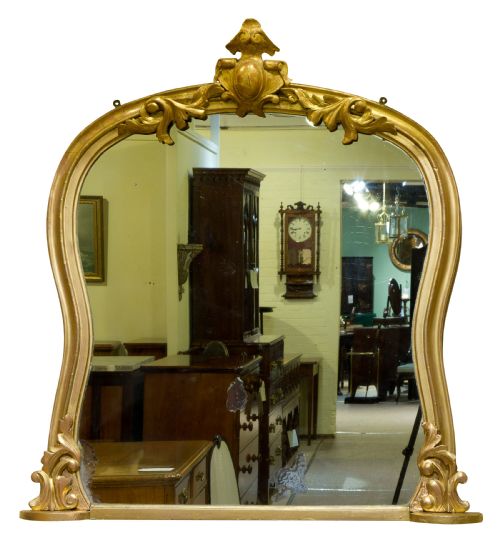 A Mid Victorian Carved Giltwood Overmantel Mirror