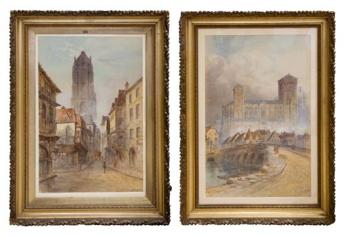 Large Pair of Watercolours by E W Nevil