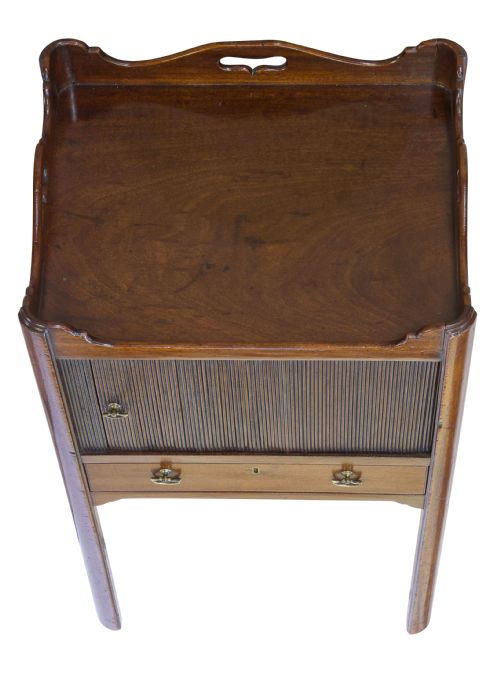 FINE UNUSUAL GEO III MAHOGANY TAMBOUR NIGHT STAND - ADDITIONAL PHOTO 3