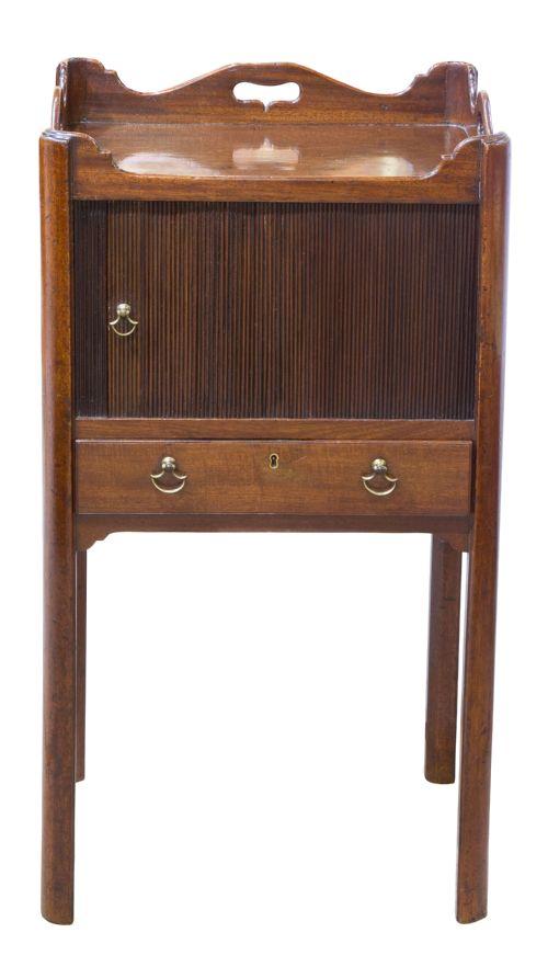 FINE UNUSUAL GEO III MAHOGANY TAMBOUR NIGHT STAND - ADDITIONAL PHOTO 5
