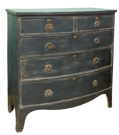 19thc Regency Painted Bow Front Chest of Drawers