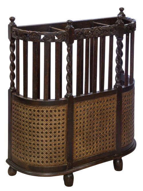 Oak and Cane Stick and Umbrella Stand