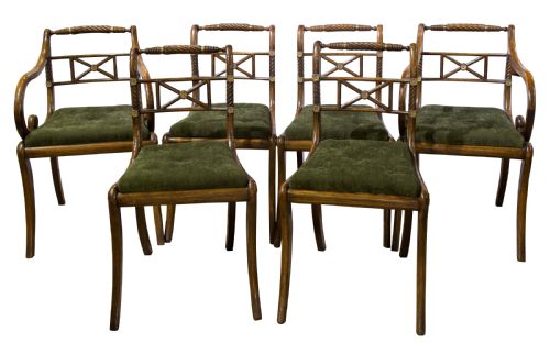 Set of 6 Regency Faux Rosewood Chairs