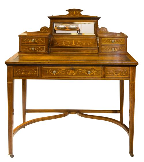 19thc Sheraton Revival Inlaid Writing Table