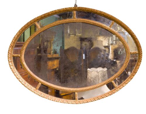 19thc Gilt Oval Framed Mirror