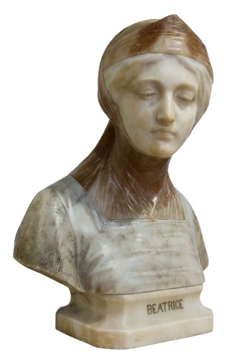 A Fine Italian Carved Bust of Beatrice by Professor Ginseppe Bessi