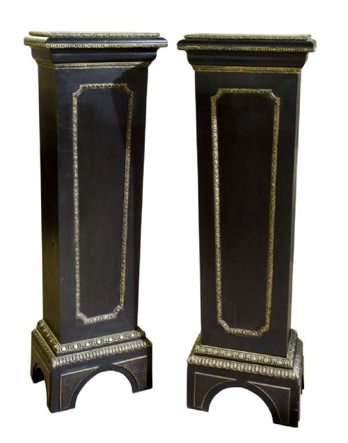 Pair of French Louis Xiv Style Ebonised Stands