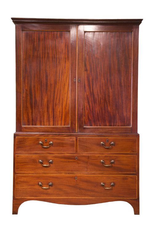 Mahogany Linen Press with Boxwood Stringing