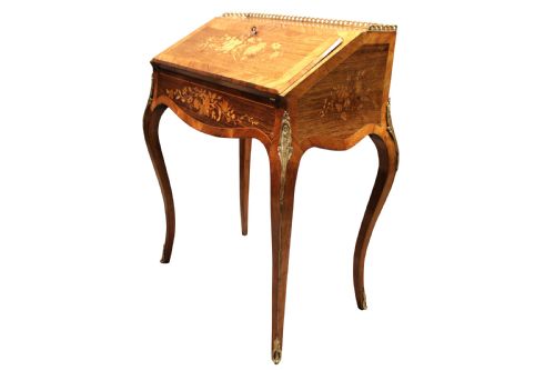 French Ormolu Mounted Marquetry and Rosewood Ladies Bureau