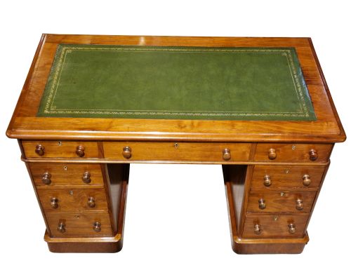 Small Victorian Mahogany Pedestal Desk