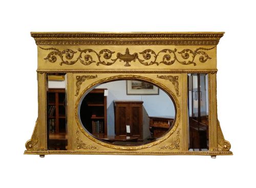 19th Century Giltwood & Gesso Overmantel Mirror