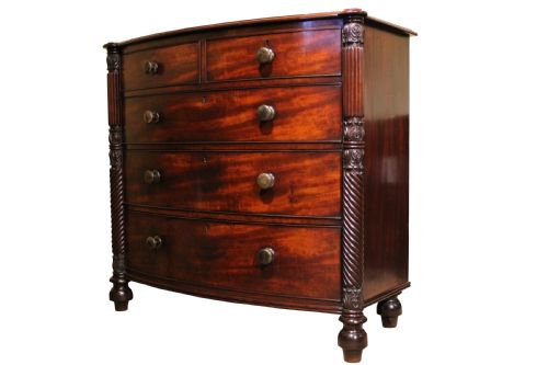 Large Mahogany Bow Front Chest of Drawers