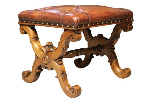 19THC WALNUT X FRAME STOOL - ADDITIONAL PHOTO 1