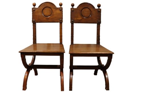 PAIR OF OAK GOTHIC REVIVAL HALL CHAIRS - ADDITIONAL PHOTO 5