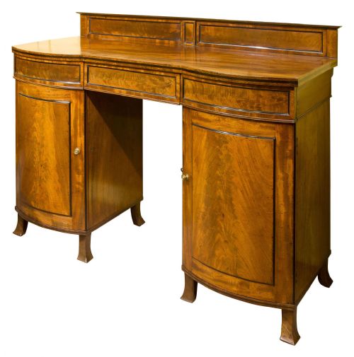 REGENCY BOW FRONTED MAHOGANY PEDESTAL SIDEBOARD - ADDITIONAL PHOTO 2