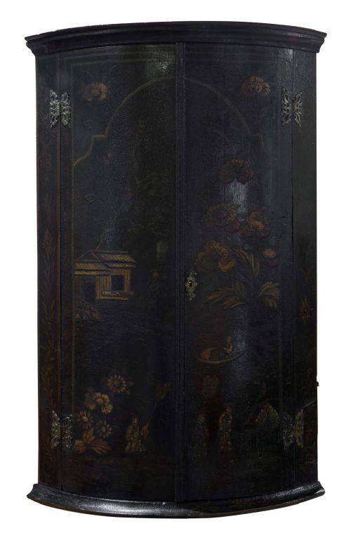 18thc Decorated Corner Cupboard