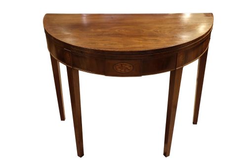 GEORGE III MAHOGANY DEMILUNE TEA TABLE - ADDITIONAL PHOTO 4