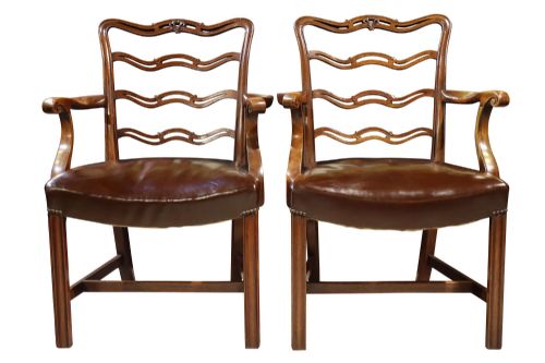 PAIR OF 1930S MAHOGANY ARM CHAIRS - ADDITIONAL PHOTO 3