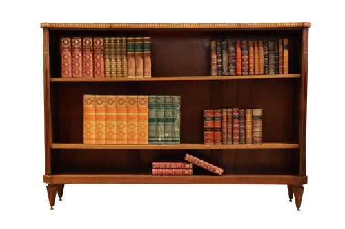 Late 19th Century Mahogany Open Bookcase with Tunbridge Ware Inlay