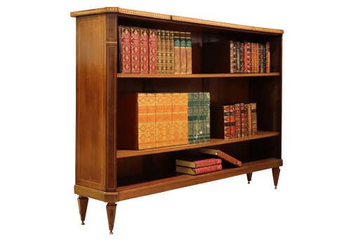 fig 1. Late 19th Century Mahogany Open Bookcase with Tunbridge Ware Inlay