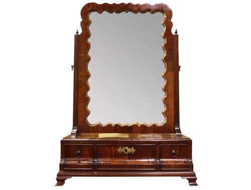 George II Mahogany Toilet Mirror with Three Drawers, Circa 1740