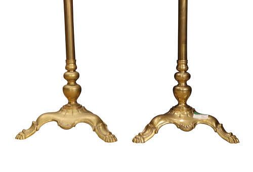 fig 1. Pair of Early 20th Century Brass Standard Lamps with Claw Feet
