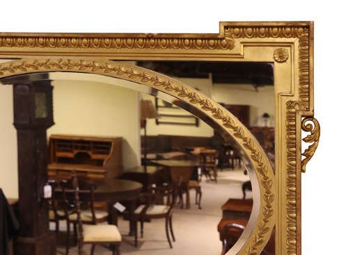 fig 1. Antique Giltwood & Gesso Hepplewhite Style Overmantel Mirror, c.1900