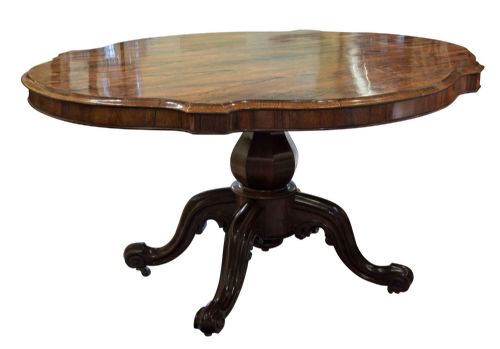 19THC SHAPED OVAL ROSEWOOD CENTRE TABLE C1860 - ADDITIONAL PHOTO 1